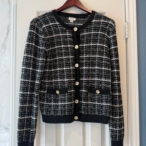 J. Crew Black and White Tweed Sweater